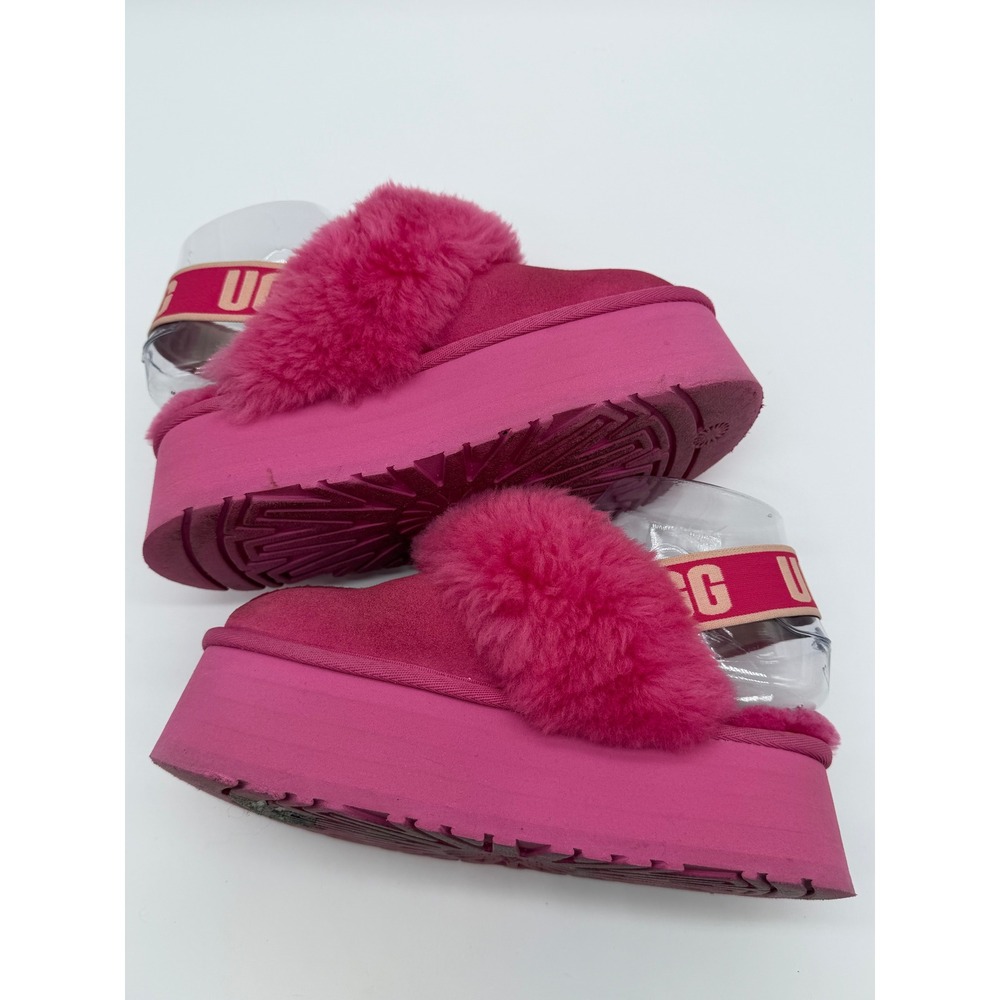 UGG Funkette Pink Suede Sheepskin Platform Slides Slippers 1113474 Womens 5